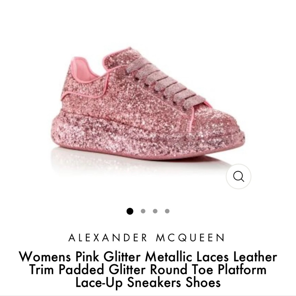 Alexander McQueen Rose Pink Glitter Platform Sneakers